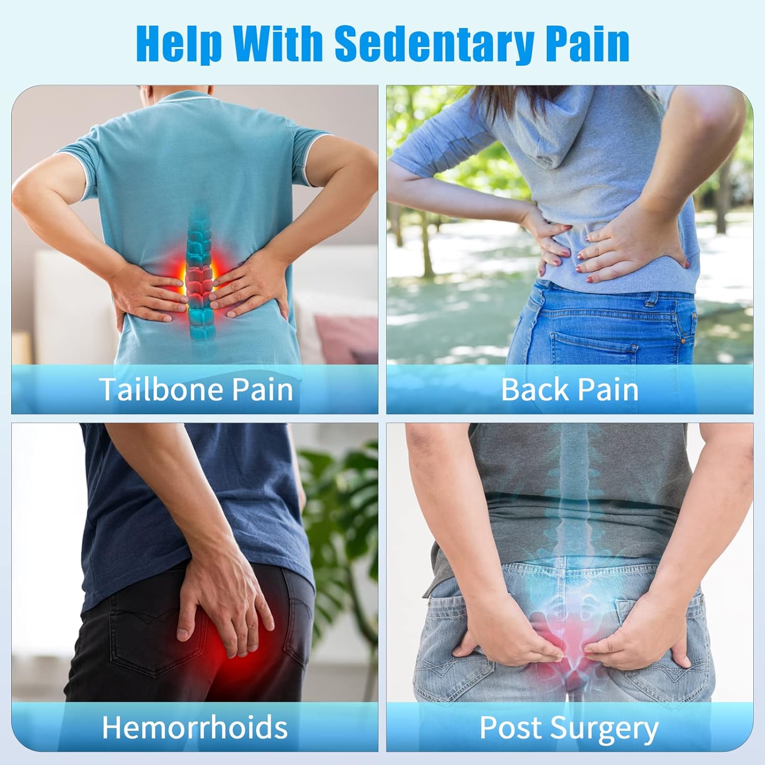 Donut Pillow Seat Cushion,Donut Chair Cushions for Postpartum Pregnancy & Hemorrhoids,Tailbone Pain Relief Cushion,Memory Foam Lifting Cushions for Office&Home Chairs (Black) - Image 3